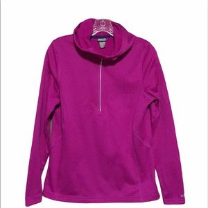 Fuchsia Pink Fleece CHAMPION HOODIE WITH THUMB HOLE HALF ZIP MED